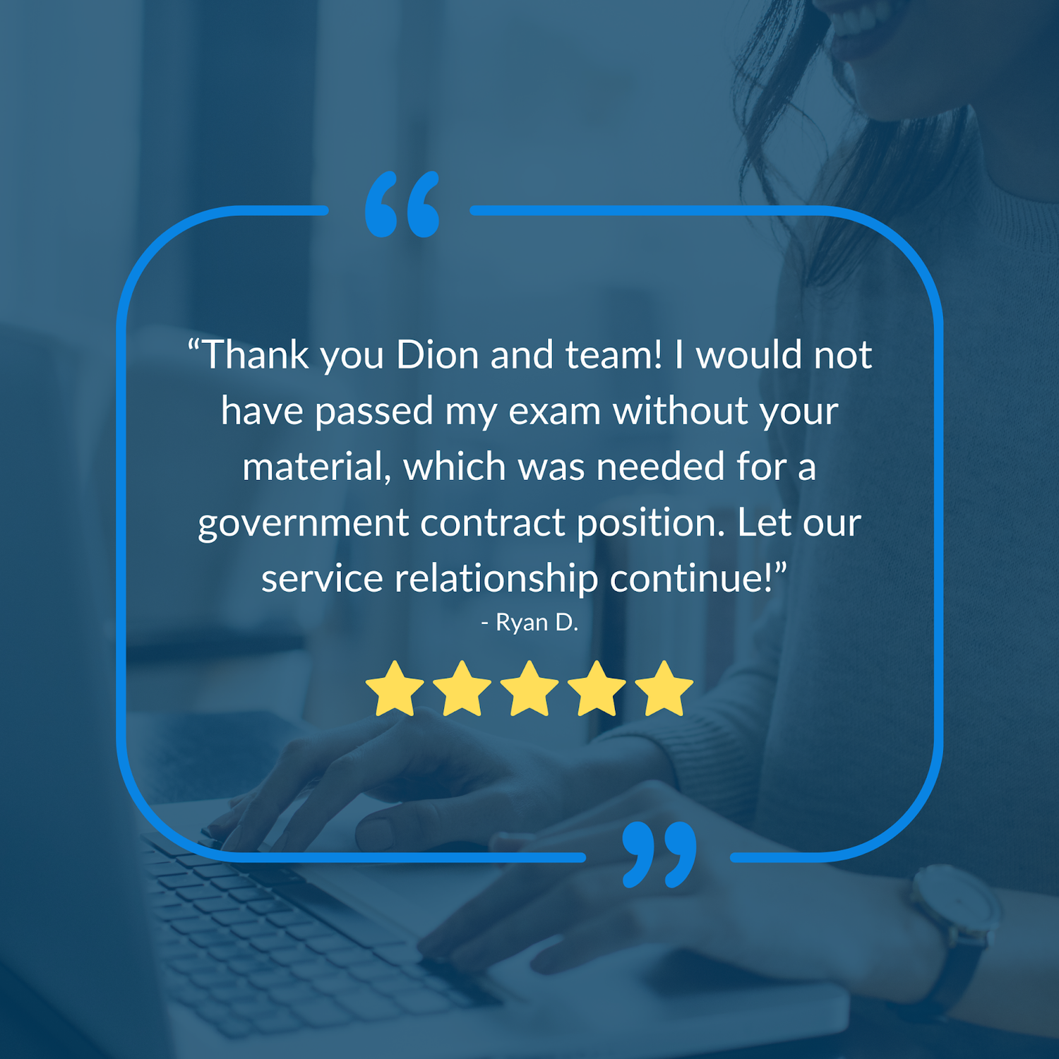 Quote from satisfied Dion Training customer